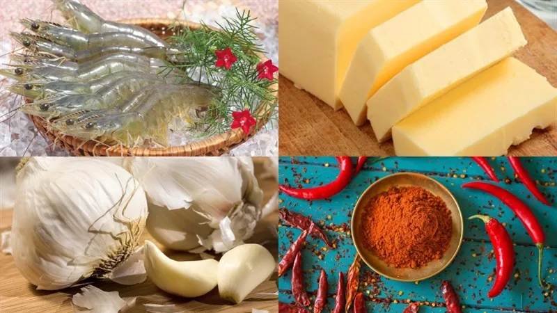 Nguyên liệu món ăn tôm chiên bơ tỏi