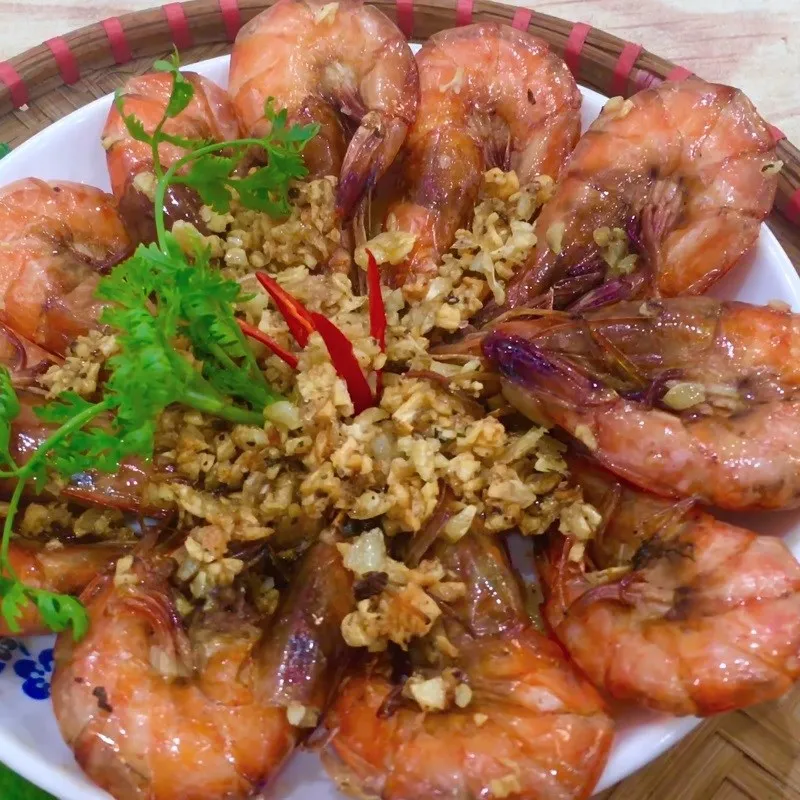 Thành phẩm Tôm chiên bơ tỏi bằng nồi chiên không dầu